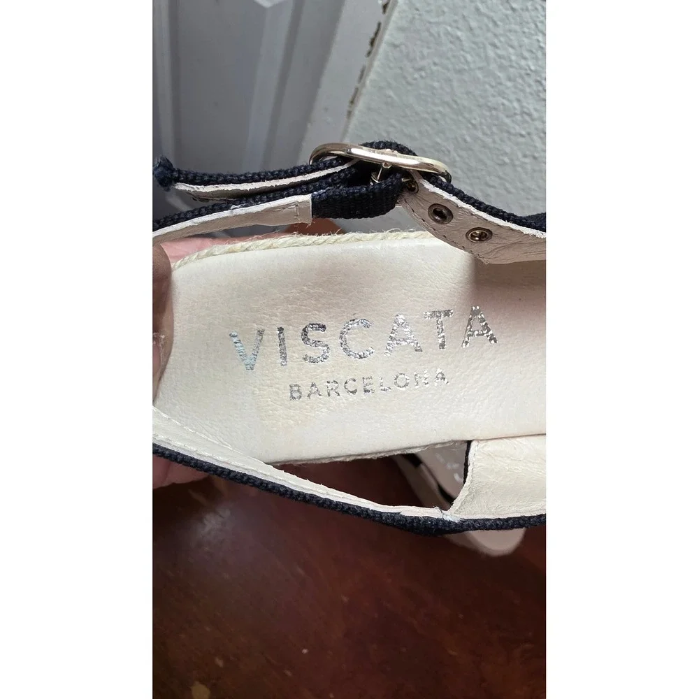 Viscata Barcelona Espadrille Wedge Sandal Womens 39 Black Canvas Slingback Spain